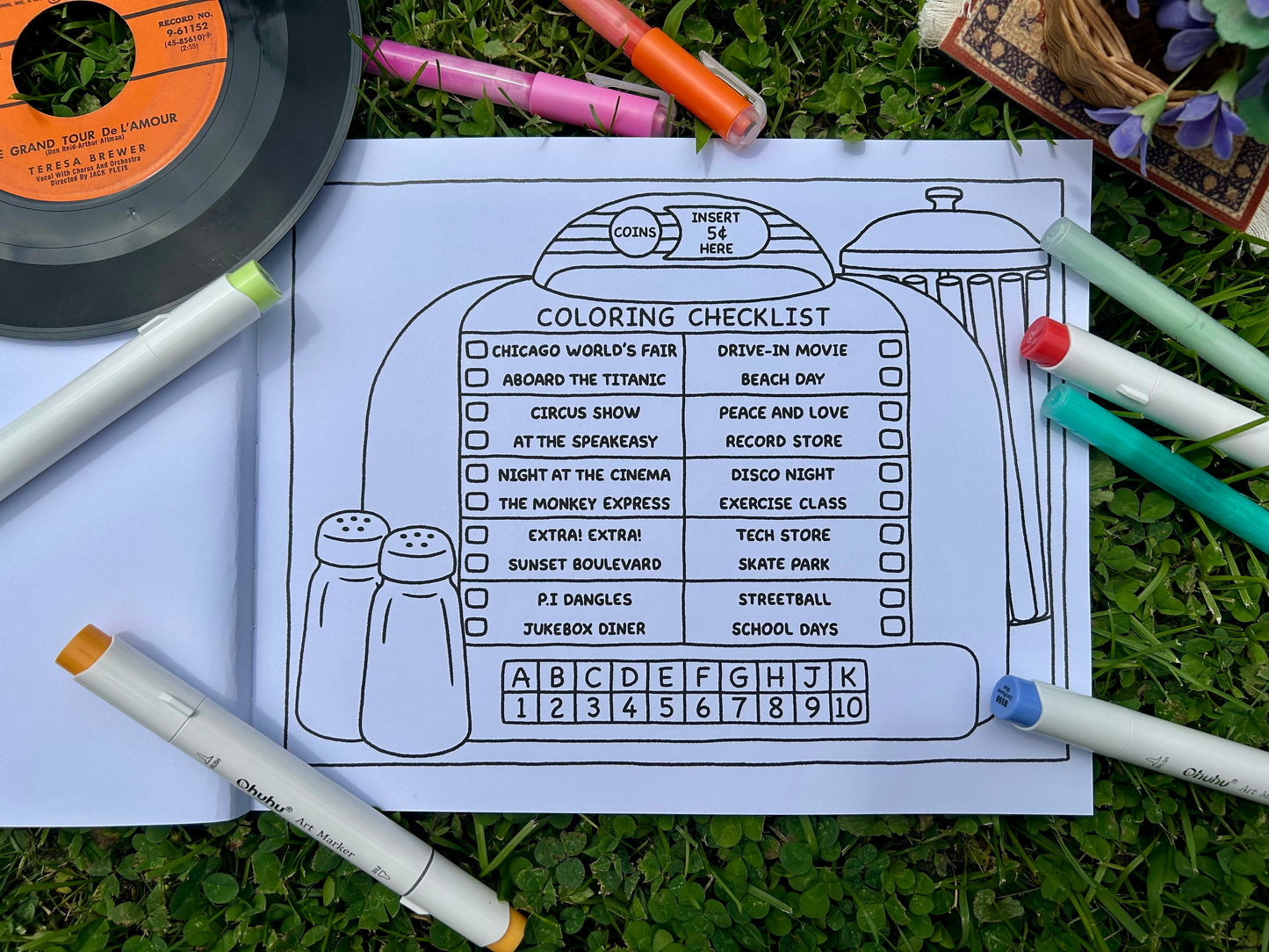 Through the Decades Coloring Book