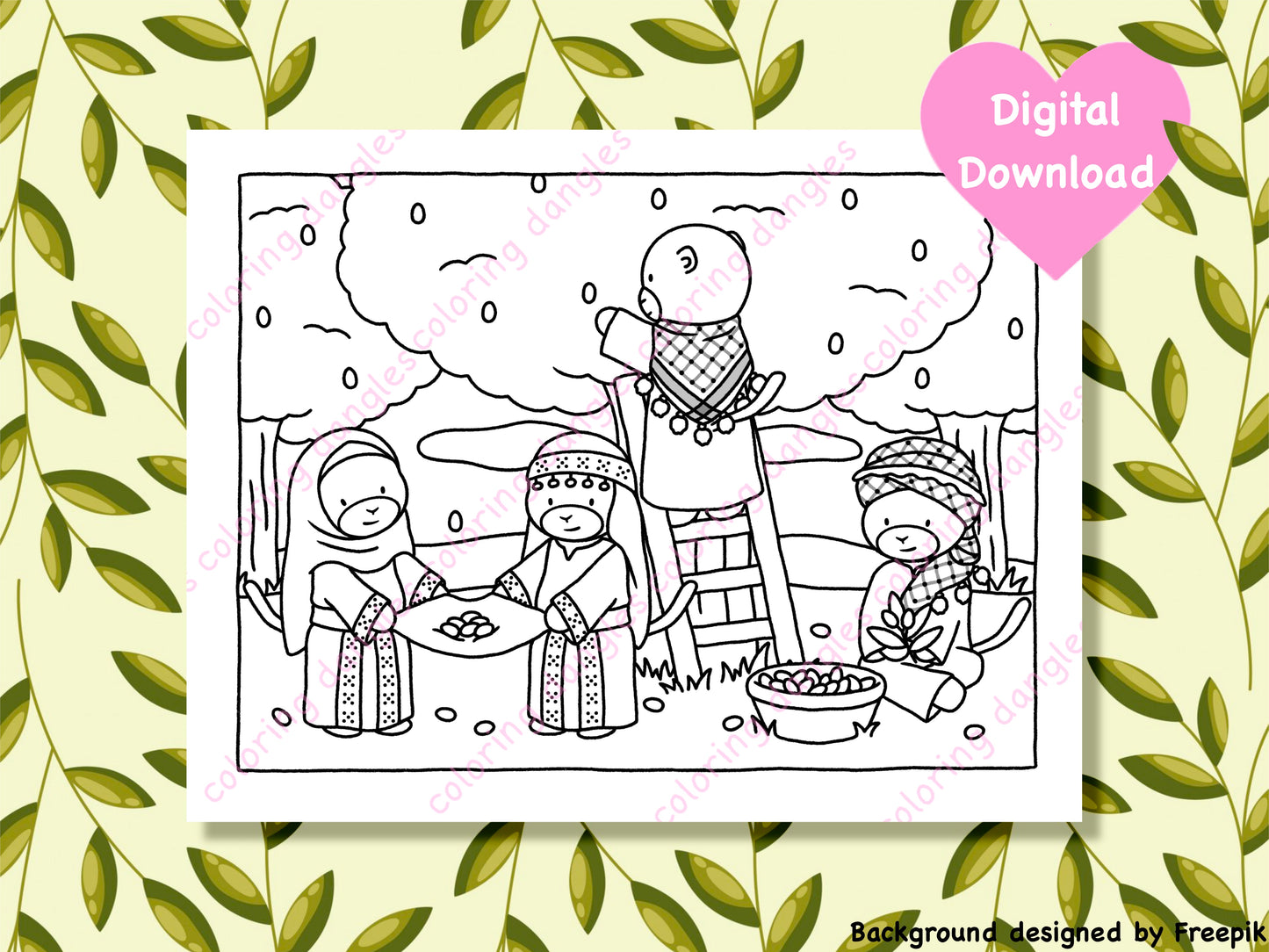 Palestine Donation Coloring Page - Digital Download